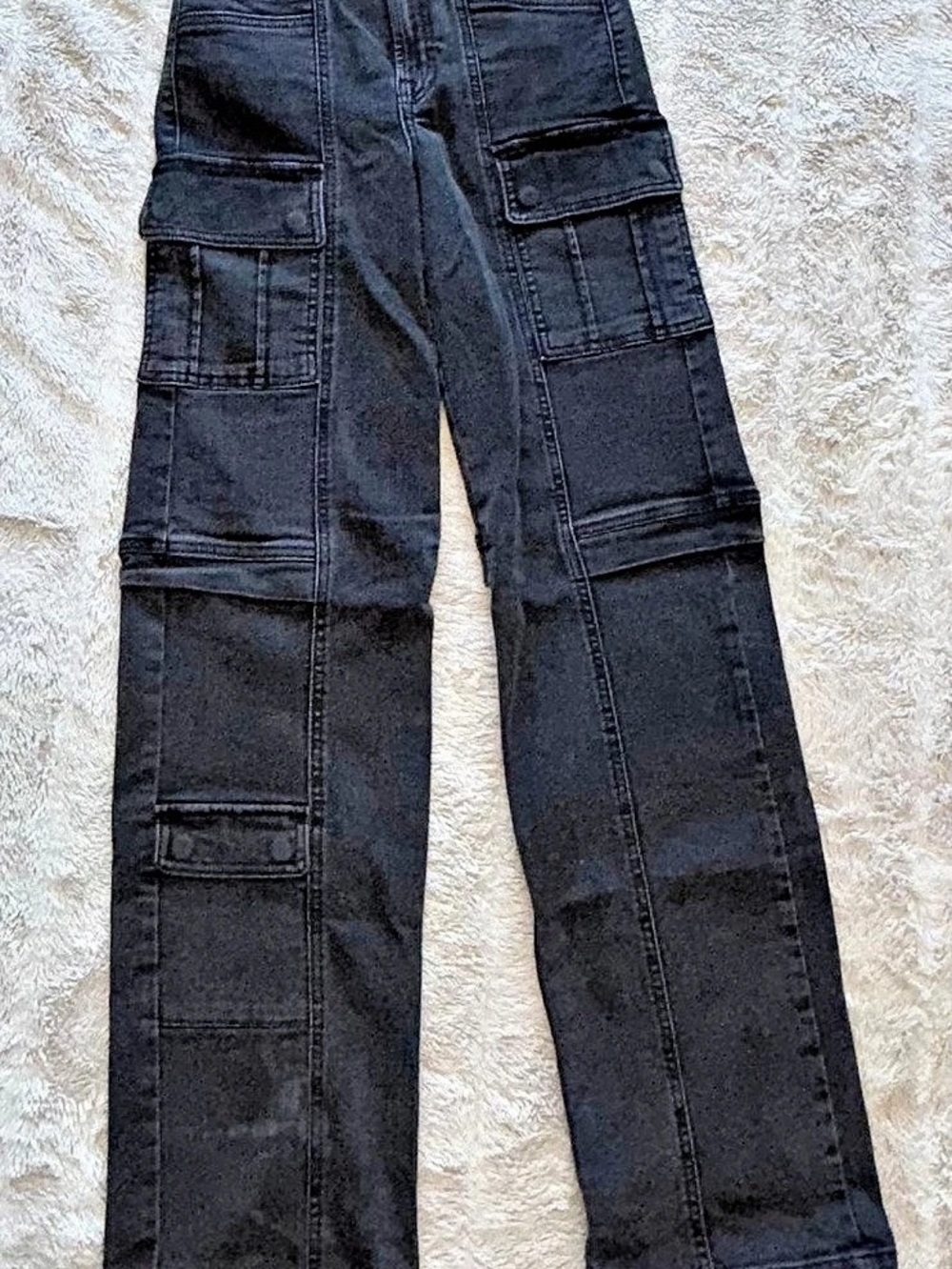HIDDEN JEANS Cargo Wide Leg Jeans in Black Waist 25
